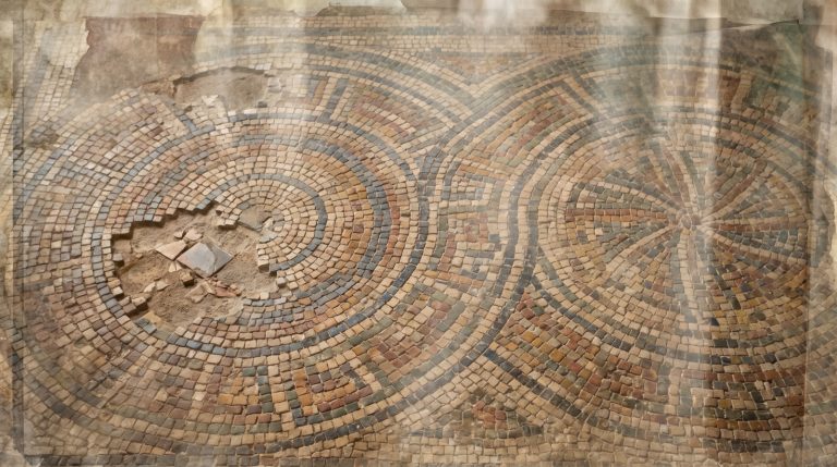Dépendance affective : mosaïque ancienne de deux cercles imbriqués dont l'un a perdu ses tesselles
