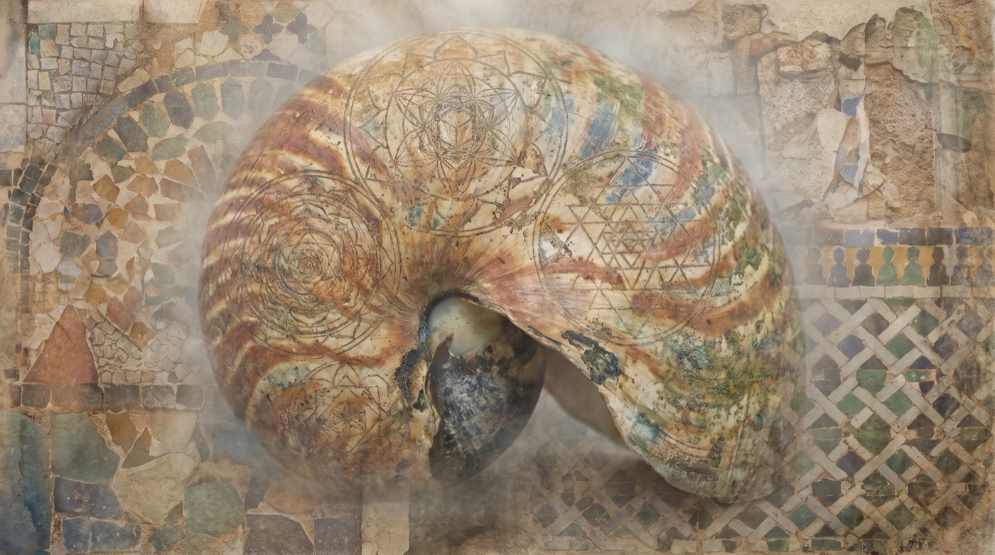 Histoire de la gnose : une coquille de nautile ornée de motifs géométriques anciens