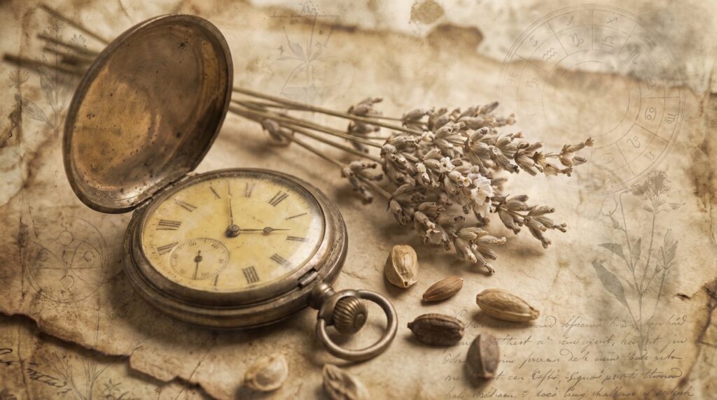 Montre de poche et lavande séchée